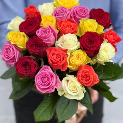 Букет из разноцветных роз - купить с доставкой в по Железнодорожному